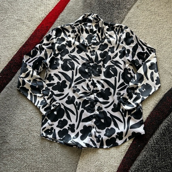 Peixoto Abstract Print Satin Shirt Blouse - Picture 1 of 3